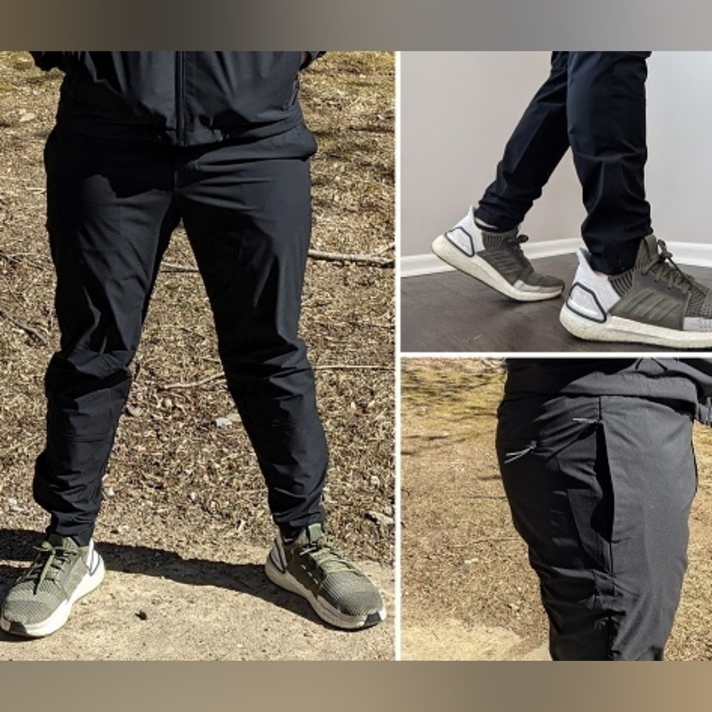 BR STANDARD Black Zippered Ankle Motion Tech Joggers Pants Size Medium